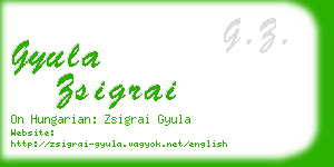 gyula zsigrai business card